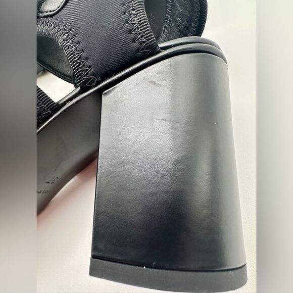 Chanel 24C Gold CHANEL & CC Logo Black Fabric Block Heel Strappy Sandals EU 37 - Picture 9 of 16